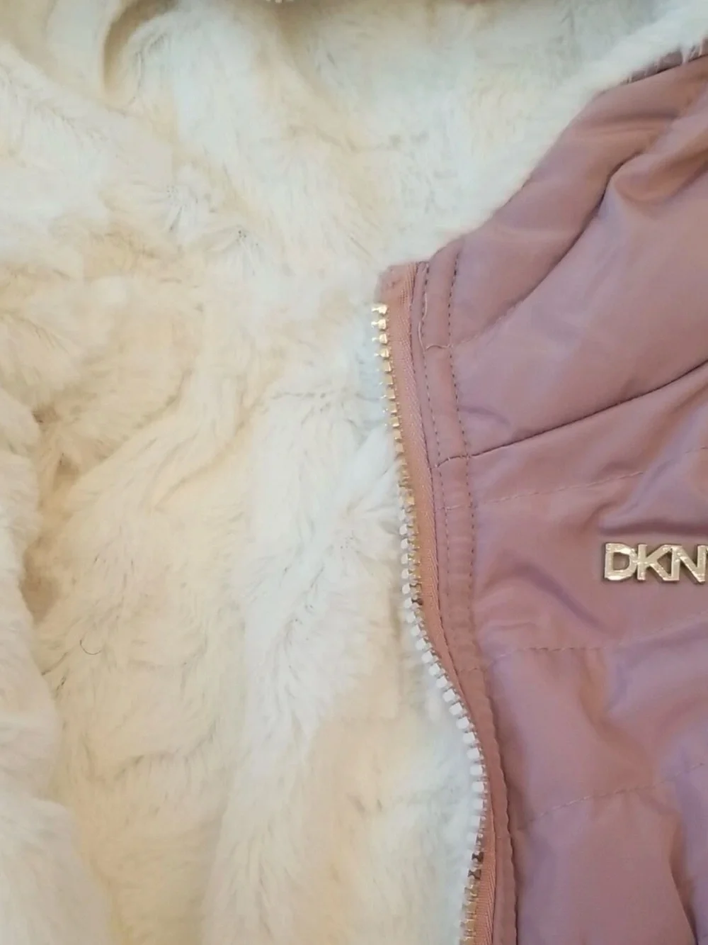DKNY Girls' Dusty Pink Hooded Puffer Jacket